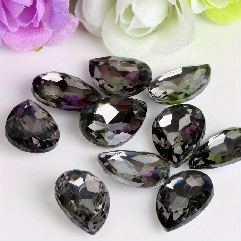 60pcs Colorful Acrylic Teardrop Crystals for DIY Headdresses & Clothing Embellis